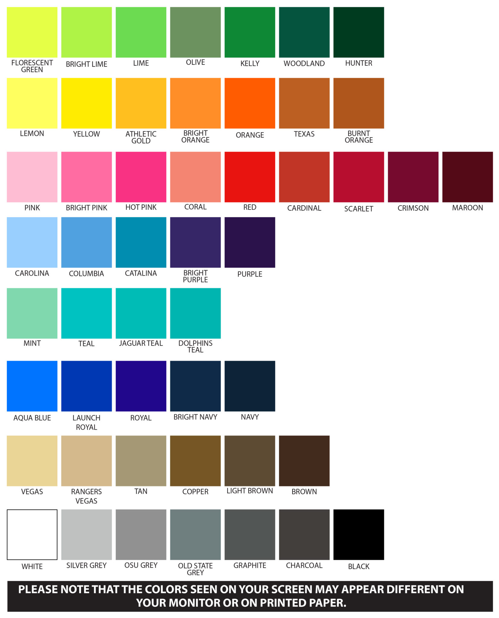 Color Chart – Dynasty Custom