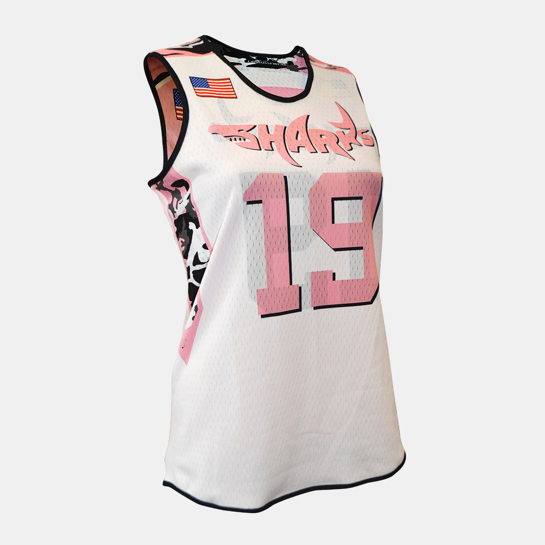 Lacrossewear Sublimated Womens Rev Jersey Sharks White Front