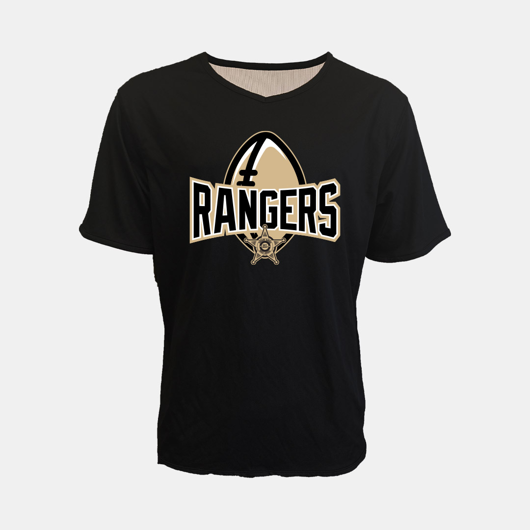 Black A Shirt Front Rangers Logo
