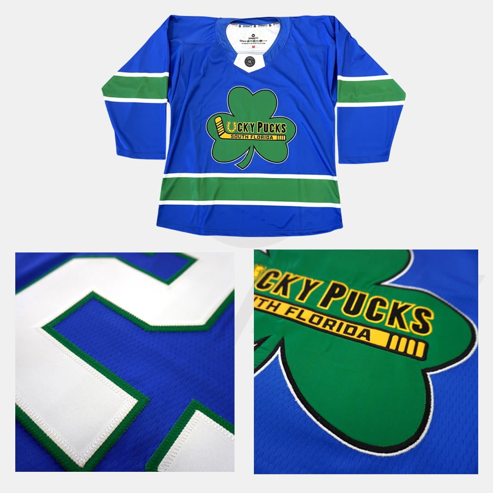 Twill hockey jersey with close up of twill pattern